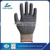 Cheapest price gray polyester liner with foam Latex coated safety working glove for hand protective