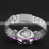 New Fashion Gold Skeleton Watch Men Luury Brand Self Wind Mechanical Wristwatches Male Stainless Steel Analog Clock W125 thumbnail-6