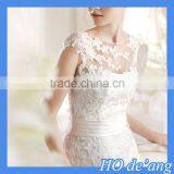 HOGIFT High-end Wedding Custom,lace Flowers Word Shoulder Sexy Bride Wedding,Sexy Mermaid Wedding Party Dress thumbnail-3