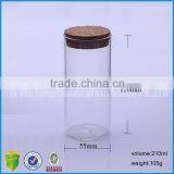 7oz/210ml Wide Mouth Straight Wall Transparent Round Glass Storage Bottles With Wooden Lid