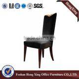 High Quality Wooden Frame Gold Leather Hotel Banquet Dining Chair HX-HT002 thumbnail-4