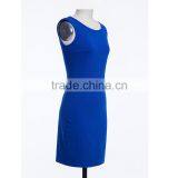New Fashion Style O-neck Sexy Tight Blue Color Bodycon Midi Pattern Lady Dress for Party thumbnail-3