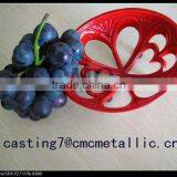 Lg Powder Coated Oval Antique Cast Iron Footed Bowl - 201C Red thumbnail-1