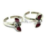 Hot Sales Popular Jewelry Red Onyx_White CZ 925 Sterling Silver Toe Ring, Unique Silver Jewelry, Fashion Silver Jewelry thumbnail-2