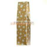 Gold glossy fluted paper 1 bottle wine bags print stars