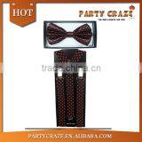 Adult pink dots bowtie suspenders