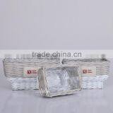 Unique Vintage Handwoven Wicker Christmas Gift Basket Empty With Ribbon Garden Planter Moulds thumbnail-2