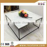 White Marble Coffee Table Top With Stinless Base thumbnail-1