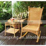 Outdoor Patio Handwoven Yellow Rattan Garden Conversation Chair Furniture Set With Tray thumbnail-1