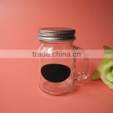 Small Handling Screw Cap Sealing Glass Mason Jar With Blackborad thumbnail-4