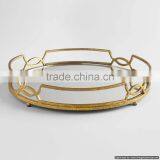 Round Brass Antique & Glass Tray thumbnail-1