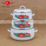 Chinese Style Hot Sale White Enamel Casserole Sets Wholesale thumbnail-1