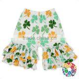 Green Clover Printed Boutique Triple Ruffles Girls Shorts Wholesale Baby Ruffle Shorts thumbnail-1