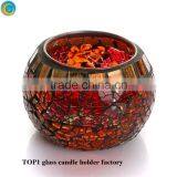 Pink Heart Mosaic Round Glass Candleholder Wedding Centerpiece Romantic Gift thumbnail-5