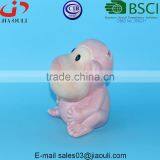 BSCI Audit Factory Glazed Pink Ceramic Monkey Shape Coin Bank for Kids Gift, Ceramic Coins Money Bank thumbnail-2