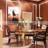 Royal Luxurious French Baroque Wood Carving Round Dining Table With Floral Marquetry Inlay Table Top BF12-03284c thumbnail-1