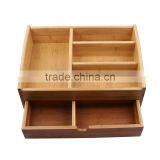 Bamboo Adjustable Drawer Organizer Home Desk Storage Boxes