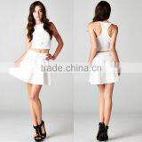 Women Solid Jersey Jumpsuit 2 Piece Outfits Club Dress Bandage Dress Lady Sexy Bodycon Knitted 2pcs Crop Tops and Mini Skirt Set thumbnail-2