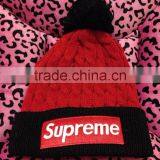 Red Embroidery Knitted Hats thumbnail-3
