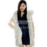 CX-G-B-69C Lastet Designs For Women Rabbit Fur Vest With Raccoon Coat thumbnail-1