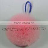 CX-P-23A Genuine Fox Fur Pendant Fur Ball Key Chain Key Ring~ MIXED COLOUR thumbnail-2