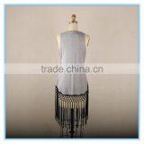 Long Jersey Knit Women Tank Top With Braiding Sweep thumbnail-3
