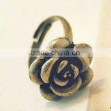 Antique Bronze Rose Flower Rings, Adjustable Flower Rings, Flower Shaped Ring thumbnail-1