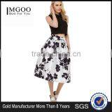 MGOO High Quality Imported Women White Umbrella Skirt With Floral Print High Waist Street Style 15146A368 thumbnail-1