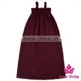 OEM Servic Plain Navy Color Ruffle Halter Sleeveless Designer Baby Girl Soft Evening Boho Style Model Maxi Dress Long Skirt thumbnail-3