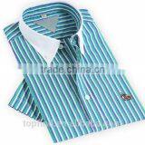 Green White Branded POLO Stripes Men Dress Shirts thumbnail-1