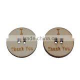 Wood Sewing Buttons Scrapbooking 2 Holes Round Natural Message Pattern I Love Thank You " thumbnail-1