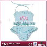Wholesale 2 Piece Grils Monogrammed Toddler Seersucker Swimsuit Tankini thumbnail-2