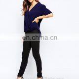 New Fashion Design Lady Blouse Woven Fabric V-neck Short Sleeve Woman Blouse thumbnail-5