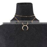 Fashion Summer Jewelry Beads Double Layers Necklaces Moon Pendant Necklace thumbnail-3