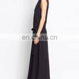 Plain Black Casual Flare Maix Dress v Neck Sleeveless Tie Waist Dress for Woman thumbnail-3