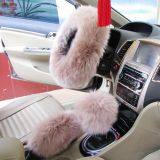 Premium Fluffy Genuine Sheepskin Fur Car Steering Wheel Cover thumbnail-3