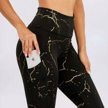 Activewear Manufacturer 2021 New High Waist Yoga Leggings Black Gilded Yoga Pants thumbnail-2