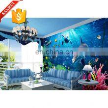 Customized Size Fish Shop 3d Wall Paper Design 3D Fish Store Tile