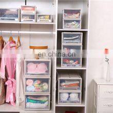 Plastic Stackable Storage Shoe Box With Drawer Container White Frame With Clear Drawers Sundries Organizer Box thumbnail-5