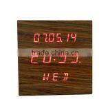 LED Digital Wooden Clock with Calendar, Radio, Bluetooth and Loudspeaker