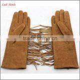 Ladies Wholesale Fashion Touch Deerskin Leather Gloves With Tassel thumbnail-3