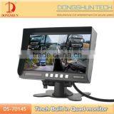 7inch stand alone monitor with 4 video input for bus