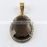 Prong Setting Smoky Quartz & CZ Silver Jewelry, Handmade Silver Jewelry, Wholesale Silver Jewelry thumbnail-2