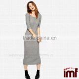 Stylish Round Neck Long Sleeve Cashmere Knitted Dress For Women