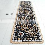 Natural Pebble Foot Massage Mat 40*150mm Colorful Smooth Stone Pattern Design