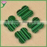 Hot Products Double Flat Polished Four Leave Clover Rough Synthetic Green Malachite Stone for Sale thumbnail-1