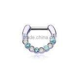 Opal Septum Clicker Aqua Nose Belly Nipple Ring thumbnail-1