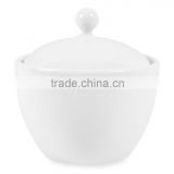 15-Ounce White Porcelain Sugar Bowl with Lid for Everyday Use