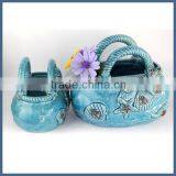 Fancy Antique Christmas Decorative Flower Basket Vase Ceramic thumbnail-4