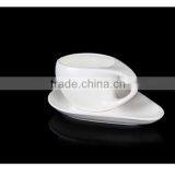Novel Design White Porcelain Ceramic Coffee Cup and Saucer thumbnail-5